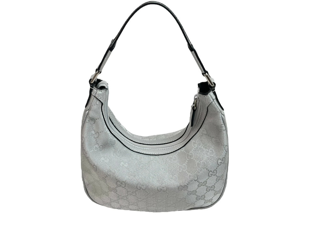 Gucci handbag Hobo bag GG Supreme silver leather canvas